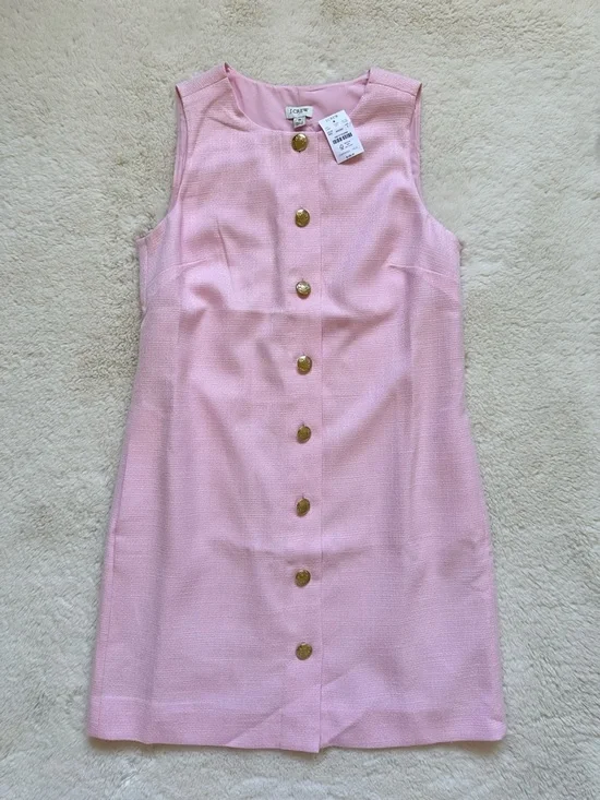 J. Crew Light Pink Sleeveless Shift Dress with Gold Button Size 6 - Picture 1 of 11